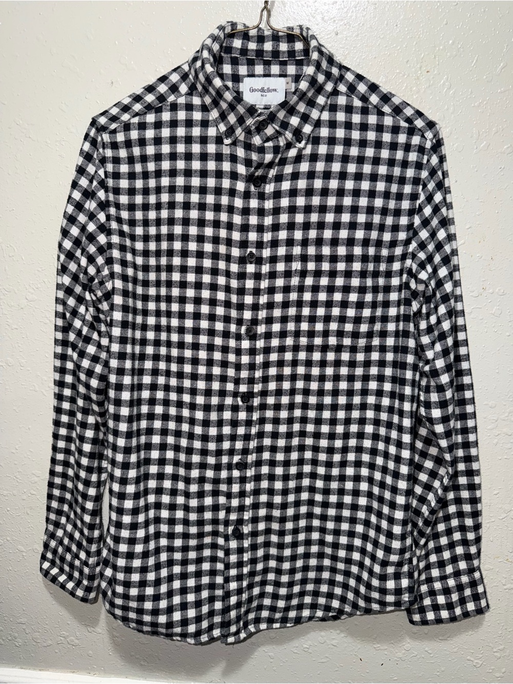 Goodfellow & Co Black and White Gingham Button-Down Shirt